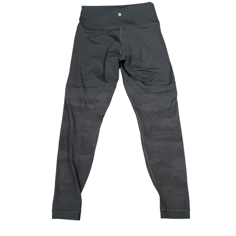 Lululemon Leggings Women's 10 Graphite Gray‎ Camo High Rise Sherr Panels - Picture 3 of 11